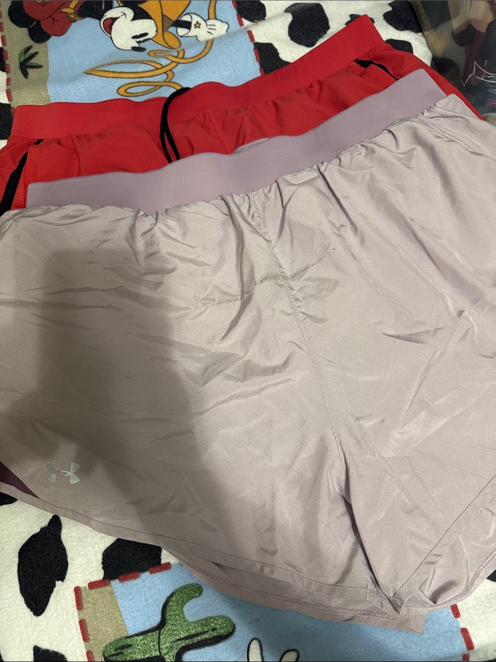 Under Armour Mauve/ red Athletic Shorts (2-Pack Visible)